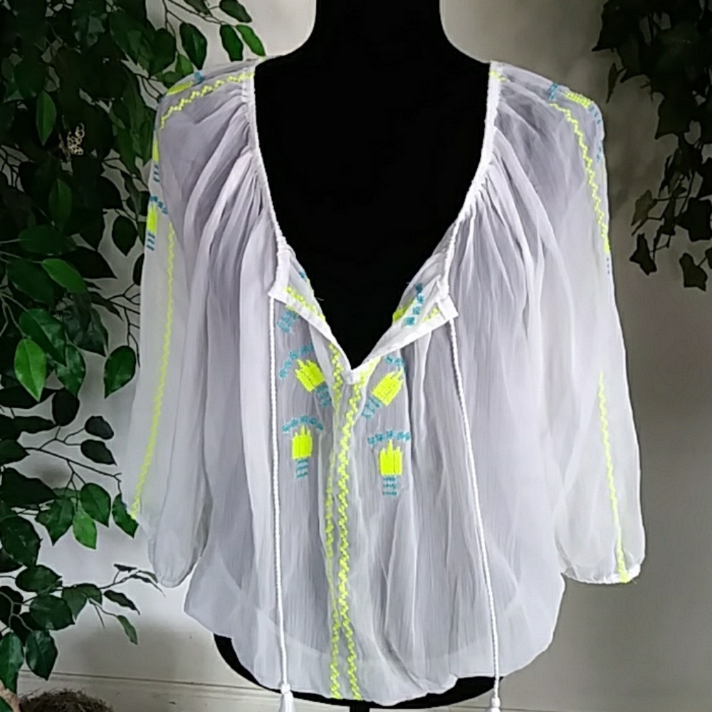 ☀️Arizona Jean Sheer Embroidered Top